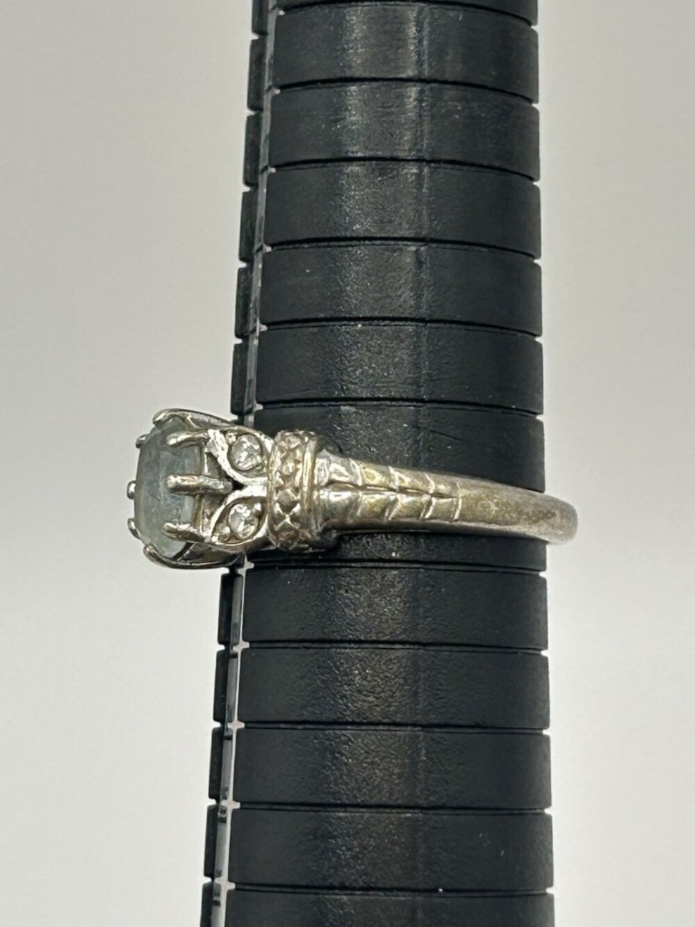 Vintage Ring 925 Sterling Silver Topaz Size 10 Clear Cubic Zirconia Elegant Gift - Picture 12 of 14